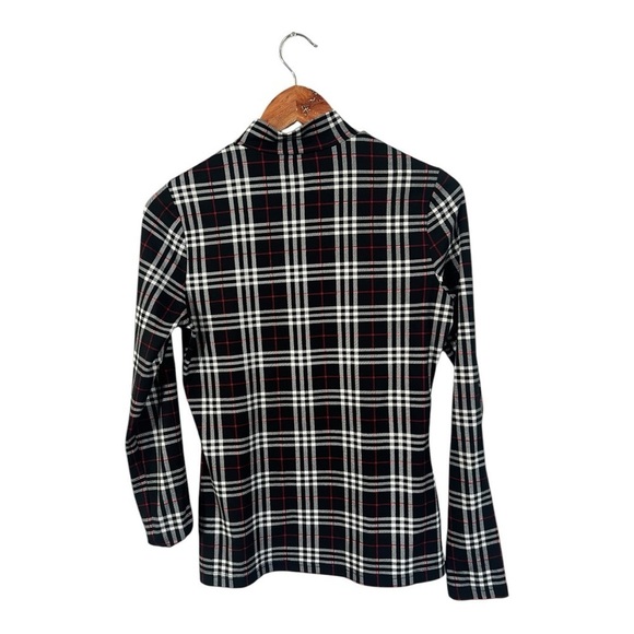 Blank Black and White Plaid Shirt Women's Size Medium Long Sleeves High Neck - Picture 3 of 6